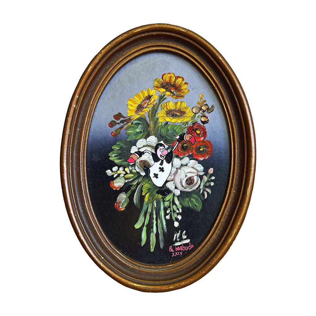 Cuadro vintage pequeño redondo cartas Alicia