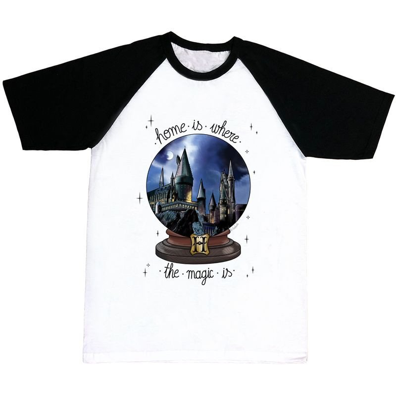 Camiseta S mangas negras Home is where the Magic is castillo