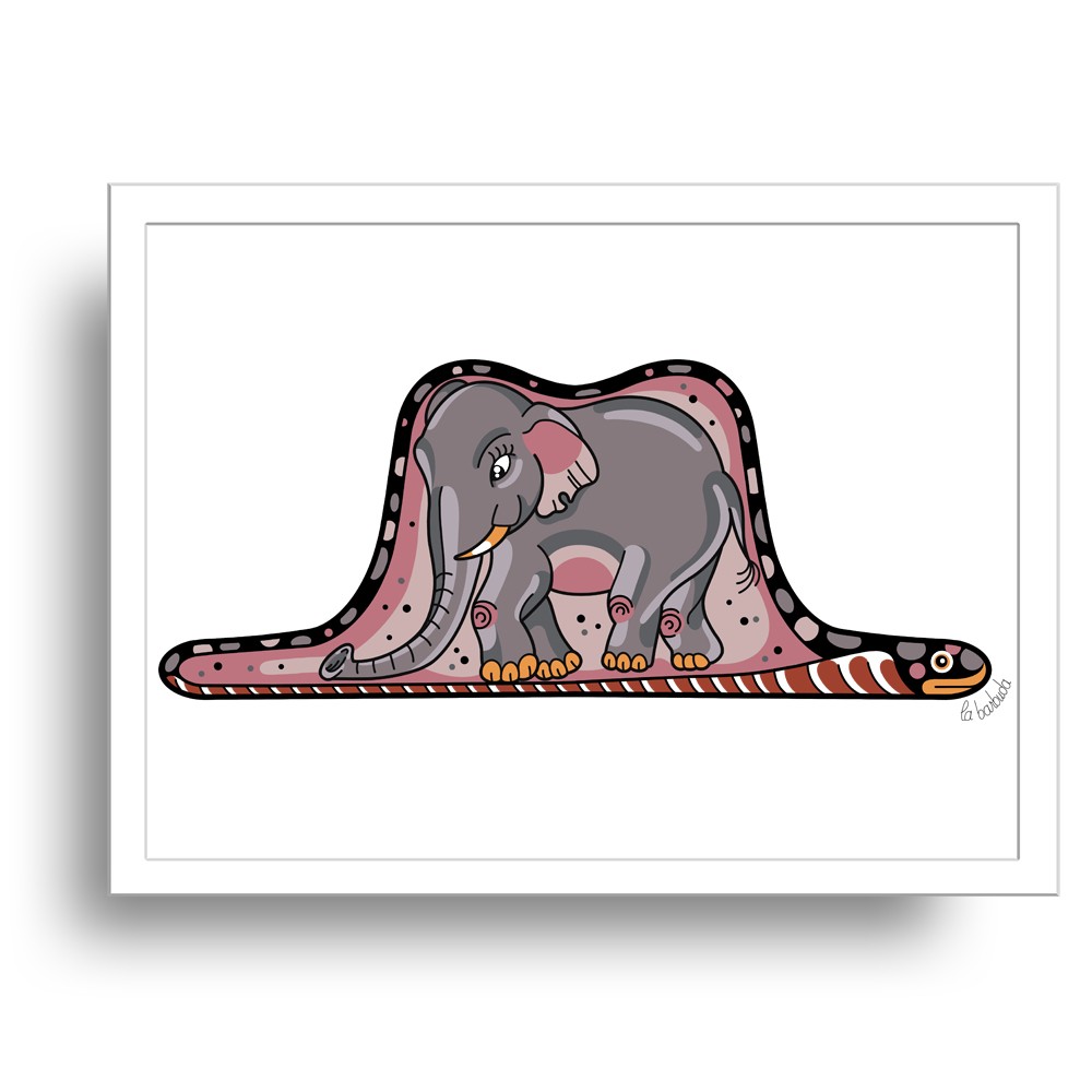 Postal Principito elefante serpiente