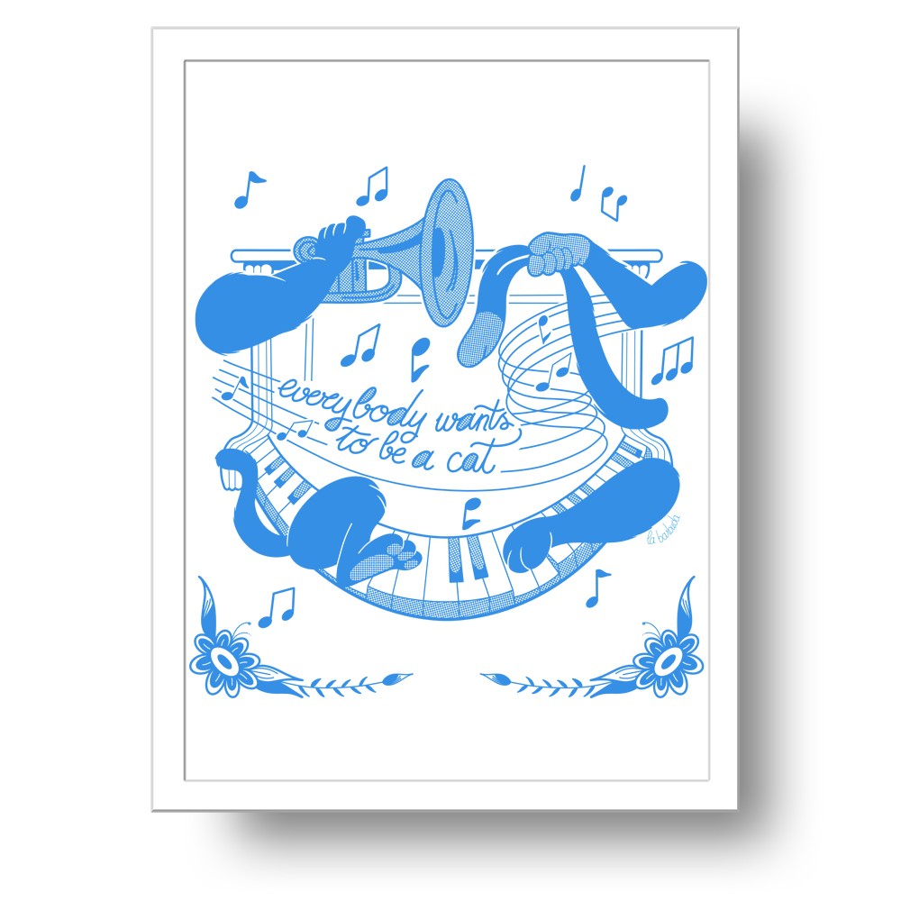 Lámina Todos quieren ser un gato jazz azul
