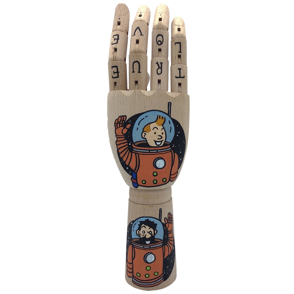Mano de madera Tintín Haddock astronautas pintada a mano