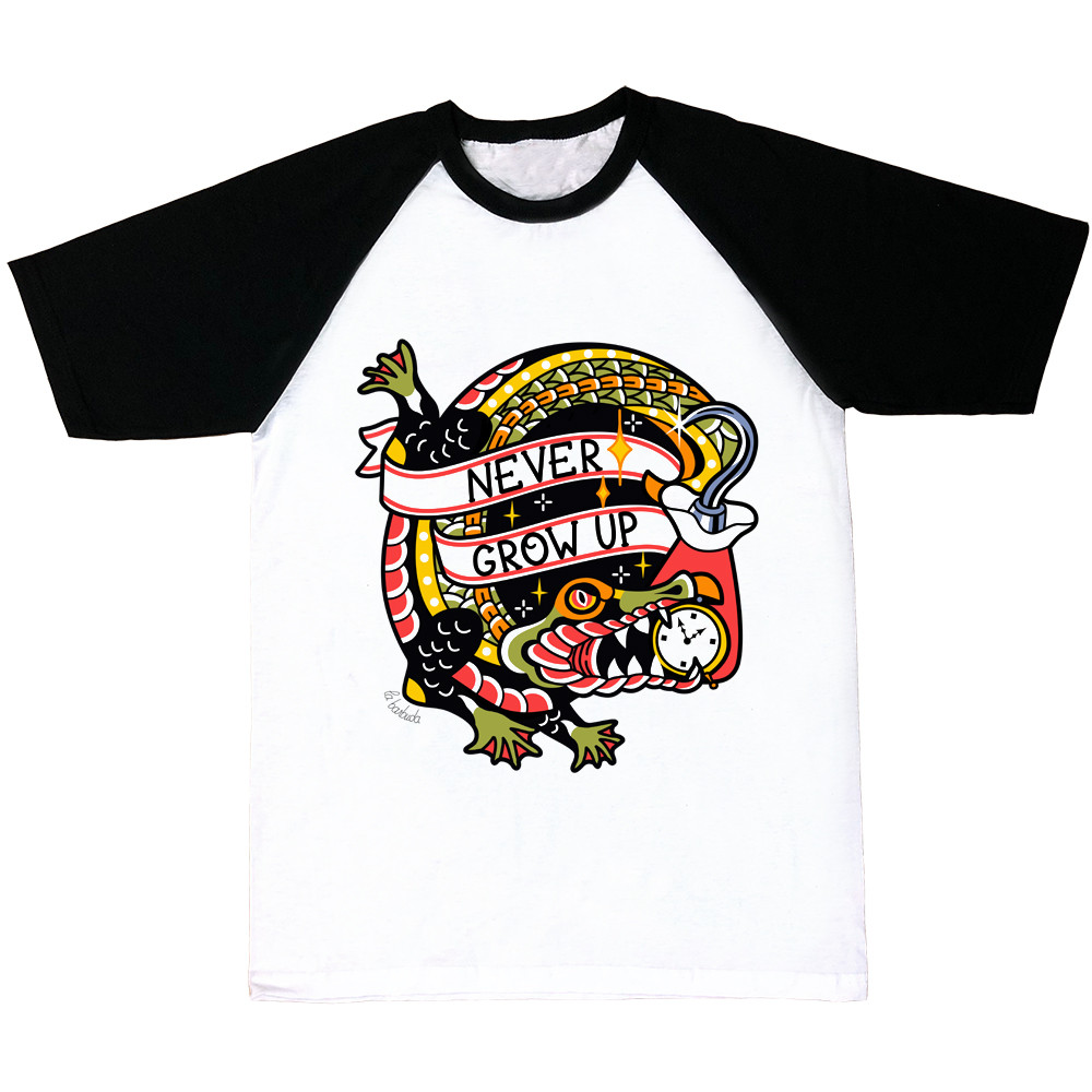Camiseta mangas negras Garfio Never Grow Up