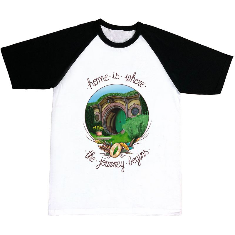 Camiseta mangas negras Home is where the Journey begins anillo