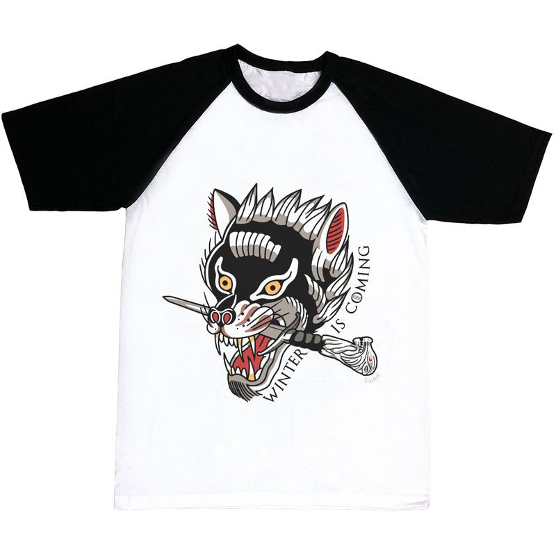 Camiseta mangas negras Winter is coming Lobo