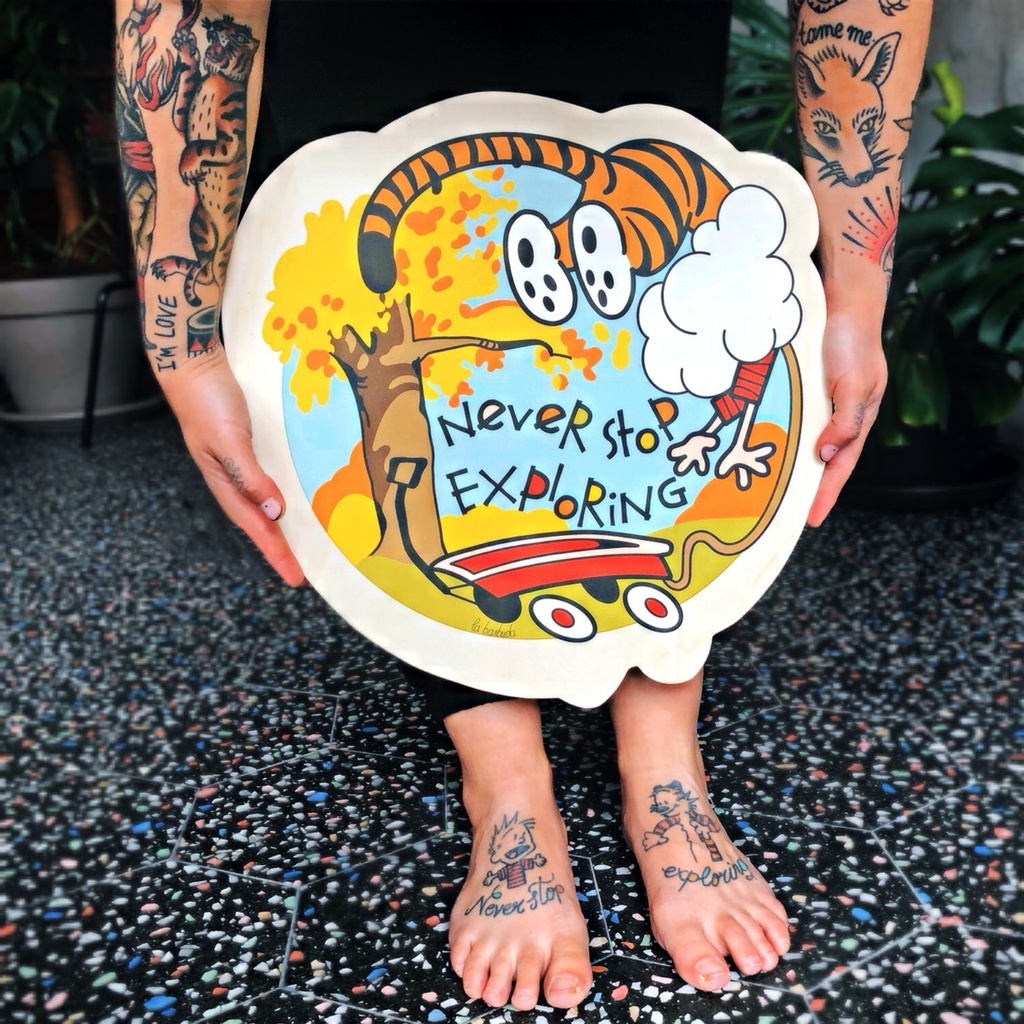 Never Stop Exploring madera impresa