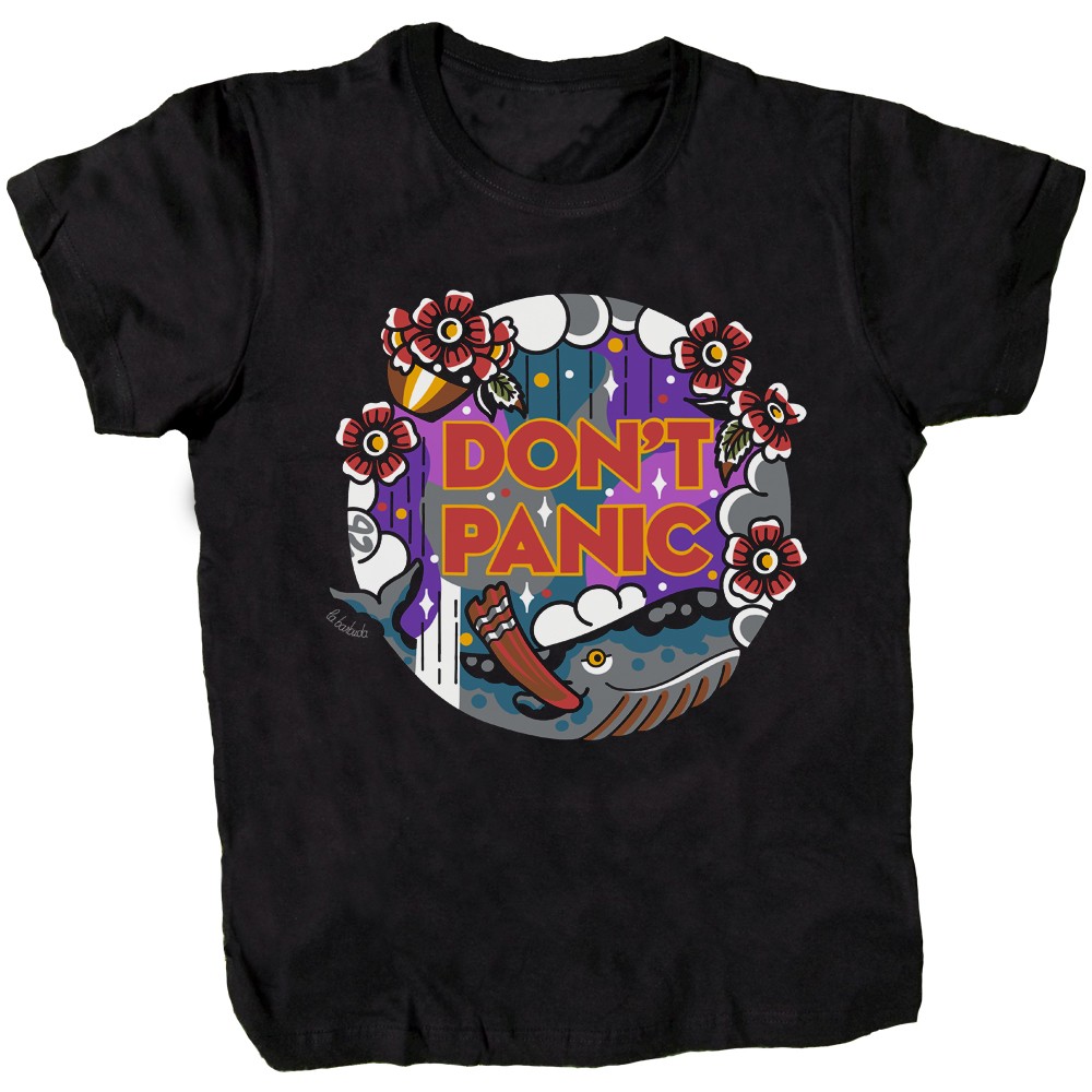 Camiseta negra Don't Panic Ballena 42