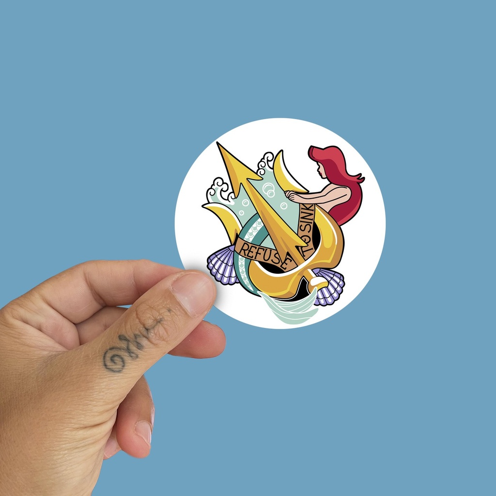Pegatina Sirena y Tridente Refuse to sink by la barbuda