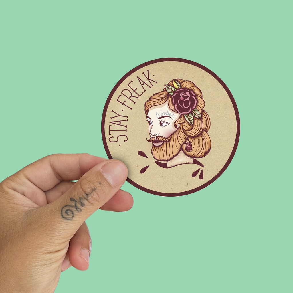 Pegatina Stay Freak mujer barbuda by la barbuda