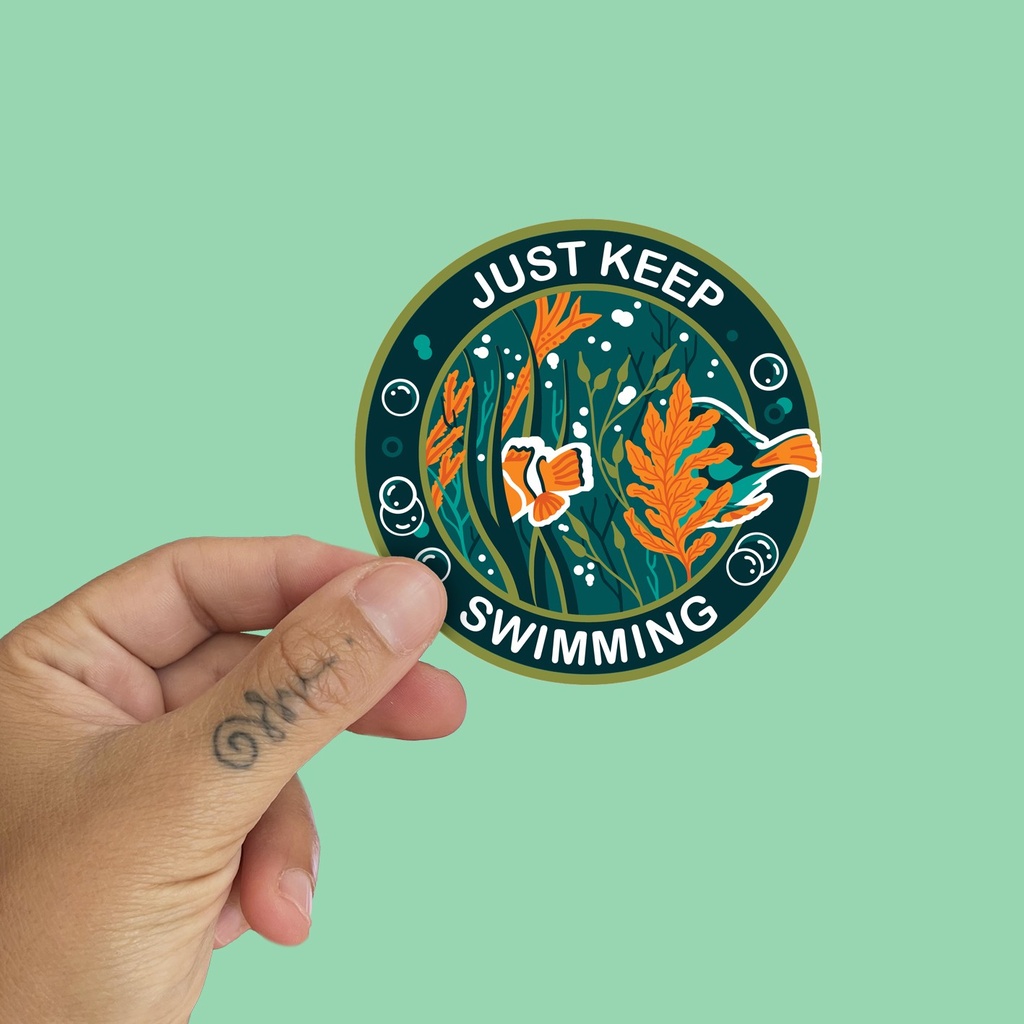 Pegatina Just Keep swimming by la barbuda