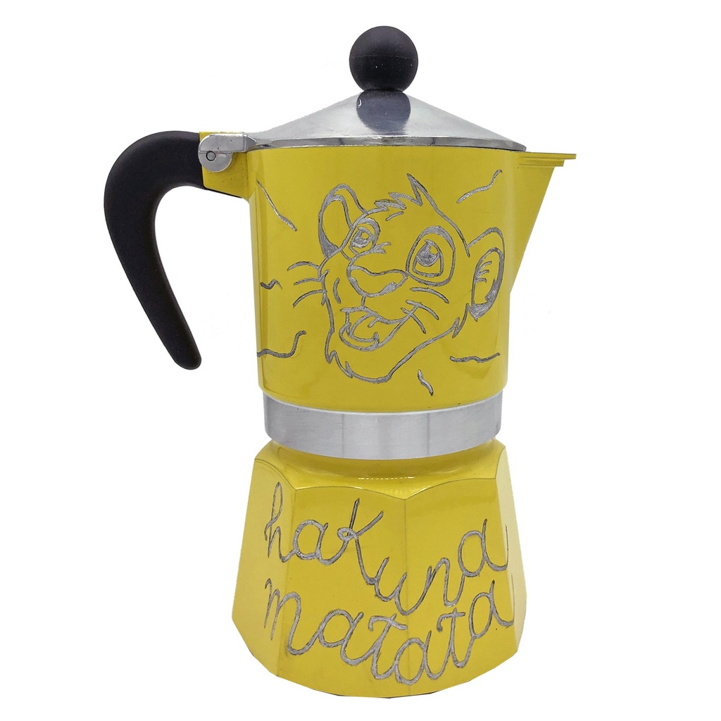 Cafetera Bialetti Rainbow Grabada a mano Hakuna Matata