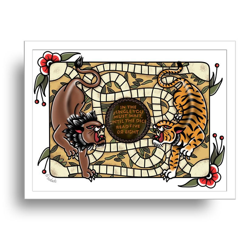 Lámina in the jungle you must wait león y tigre