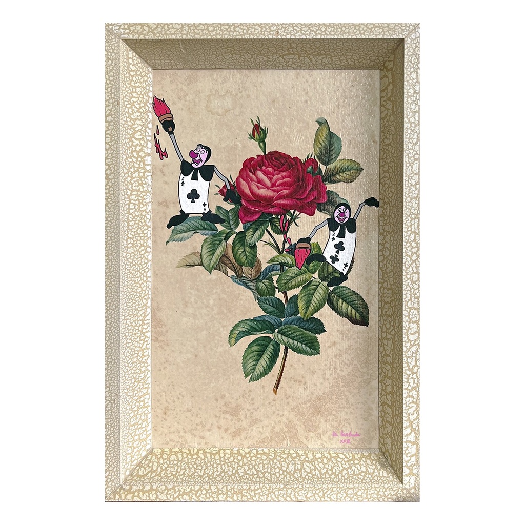 Cuadro vintage cartas rosas Alicia