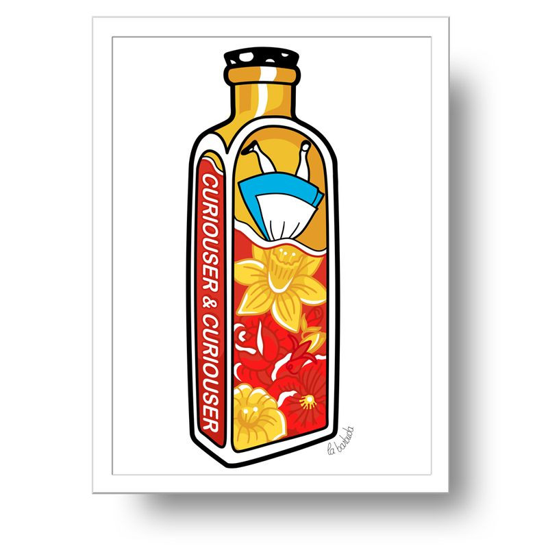 Lámina botella Curiouser and Curiouser