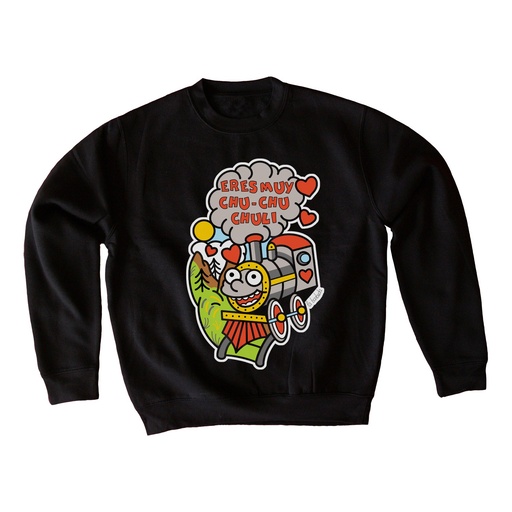 Sudadera negra Eres muy chu chu chuli tren