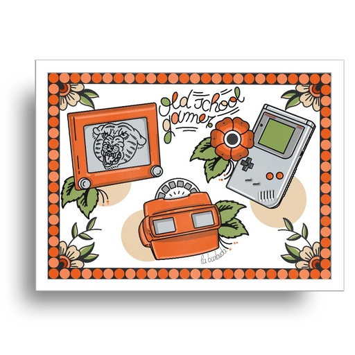 Lámina Retro gamer old school videojuegos