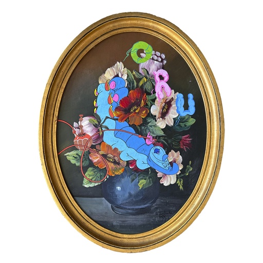 Cuadro vintage redondo ORU oruga Alicia