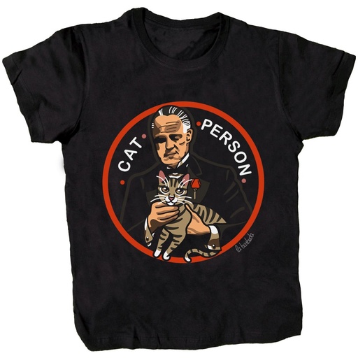 Padrino Cat Person remake camiseta negra