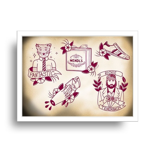 Lámina A4 Fantastic Fox tattoo flash