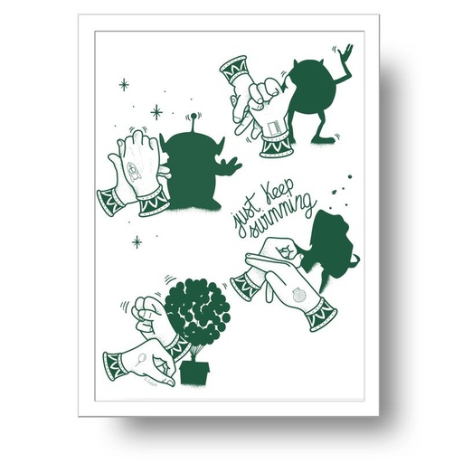 Postal Just Keep Swimming sombras