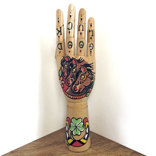 Mano de madera Caballos pintada a mano
