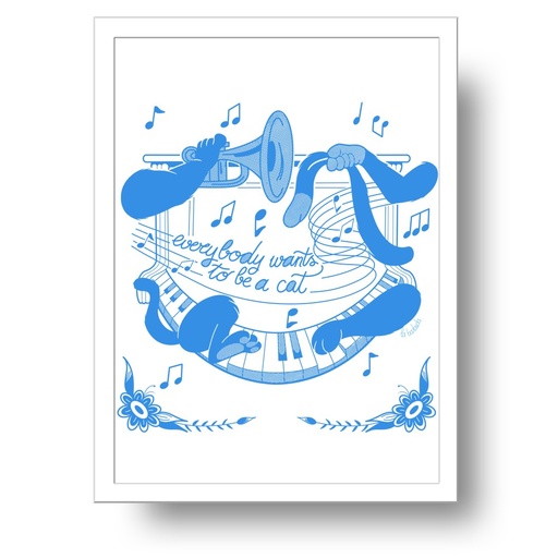 Lámina Todos quieren ser un gato jazz azul