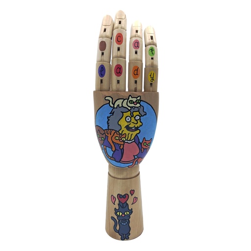 Mano de madera Cat Lady gatos