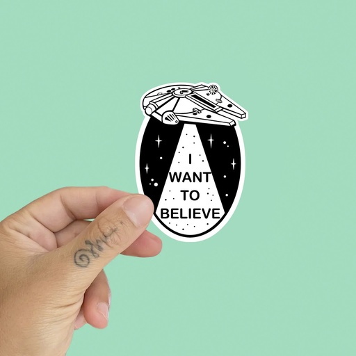 Edición limitada pegatina vinilada I want to Believe Halcon