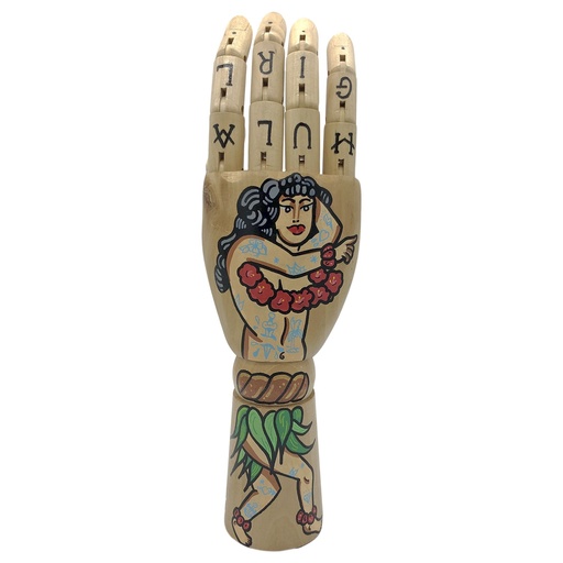 Mano de madera hawaiiana movimiento pintada a mano
