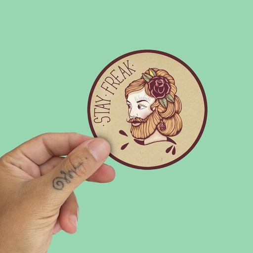 Pegatina Stay Freak mujer barbuda by la barbuda