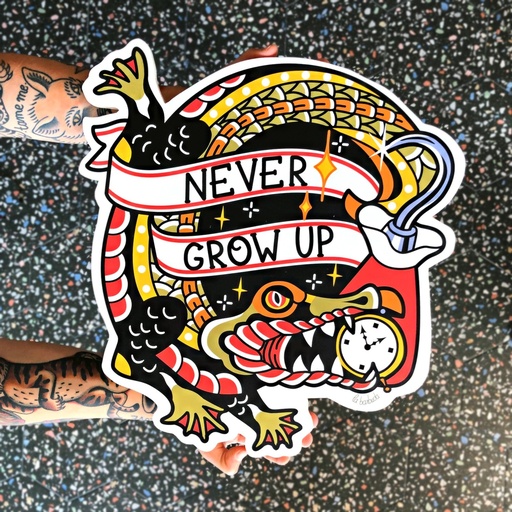 Never Grow Up Garfio madera impresa