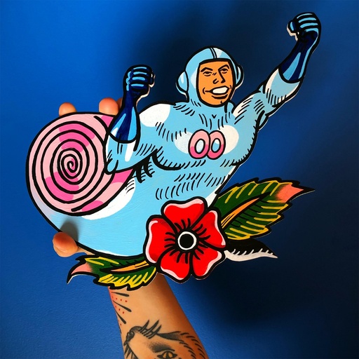 Boomer en madera pintada a mano