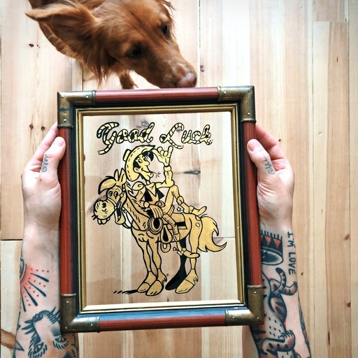 Cristal esmaltado con pan de oro Lucky