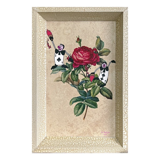 Cuadro vintage cartas rosas Alicia
