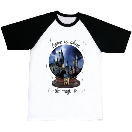Camiseta mangas negras Home is where the Magic is castillo
