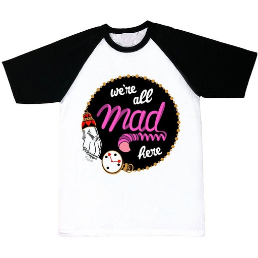 Camiseta mangas negras We're all mad here
