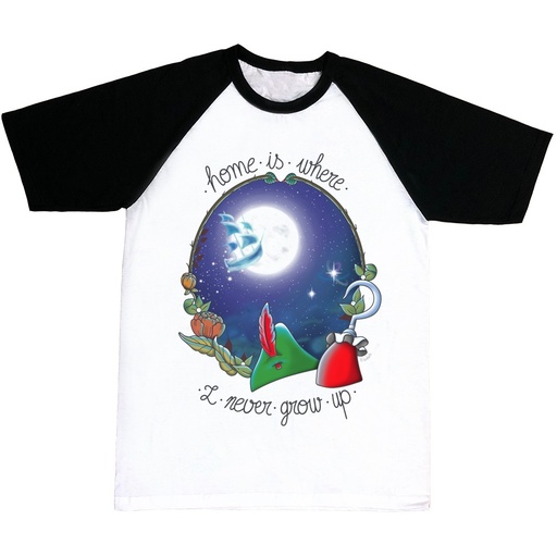 Camiseta Home is where I never grow up
