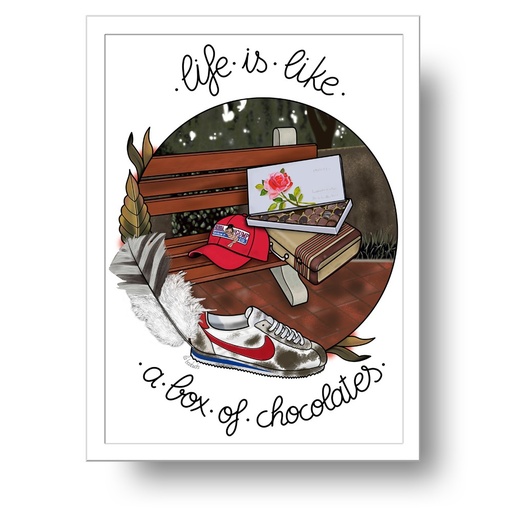 Lámina Forrest La vida es como una caja de bombones