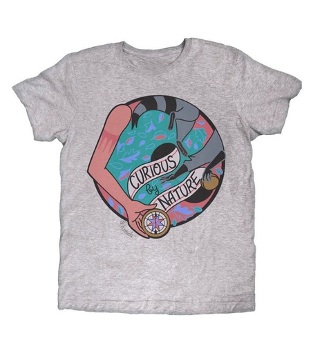 Camiseta gris Curious by nature mapache