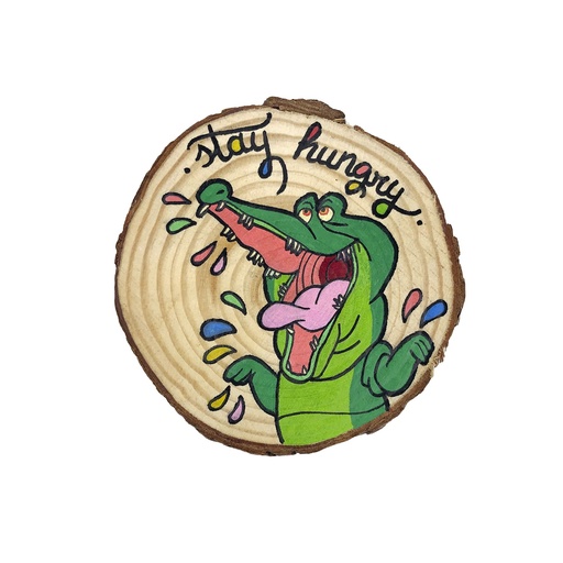 Rodaja de madera Tic Tac cocodrilo Garfio pintada a mano